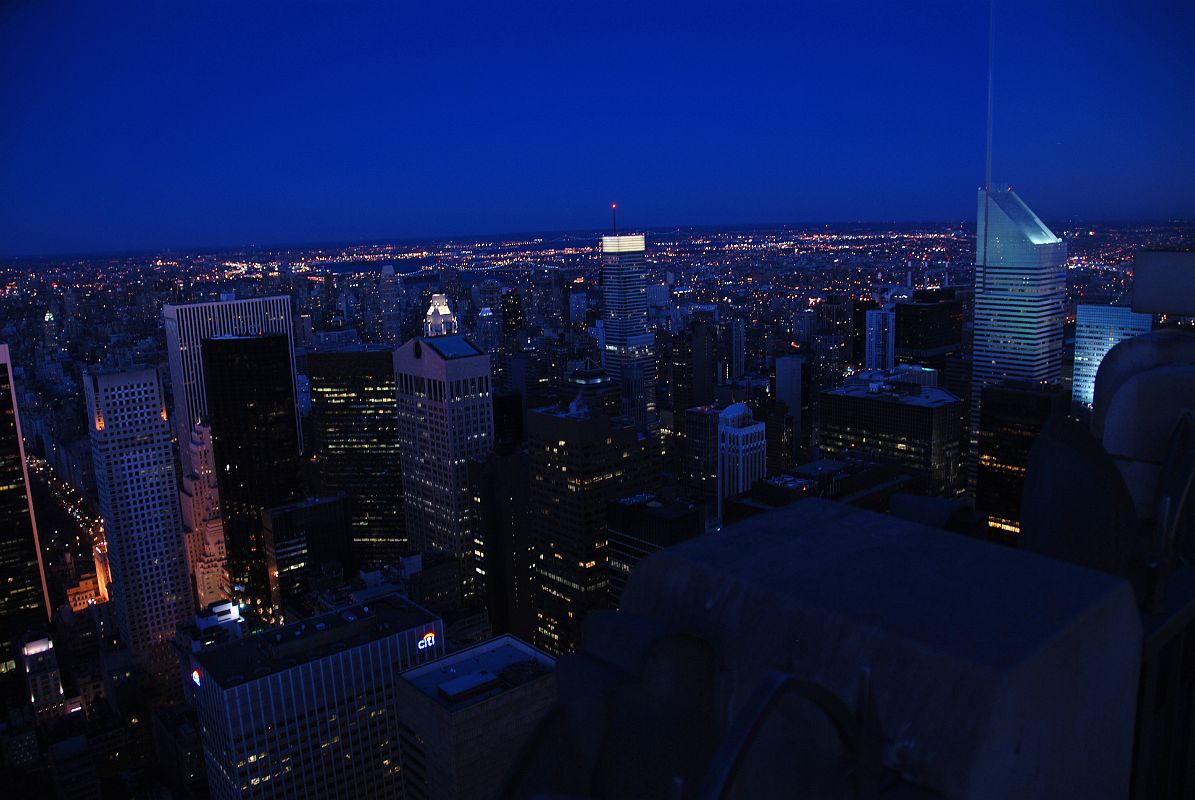 New York City Top Of The Rock 20B Northeast Buildings Trump Tower, Sony Building, Bloomberg Tower, Citigroup Center After Sunset